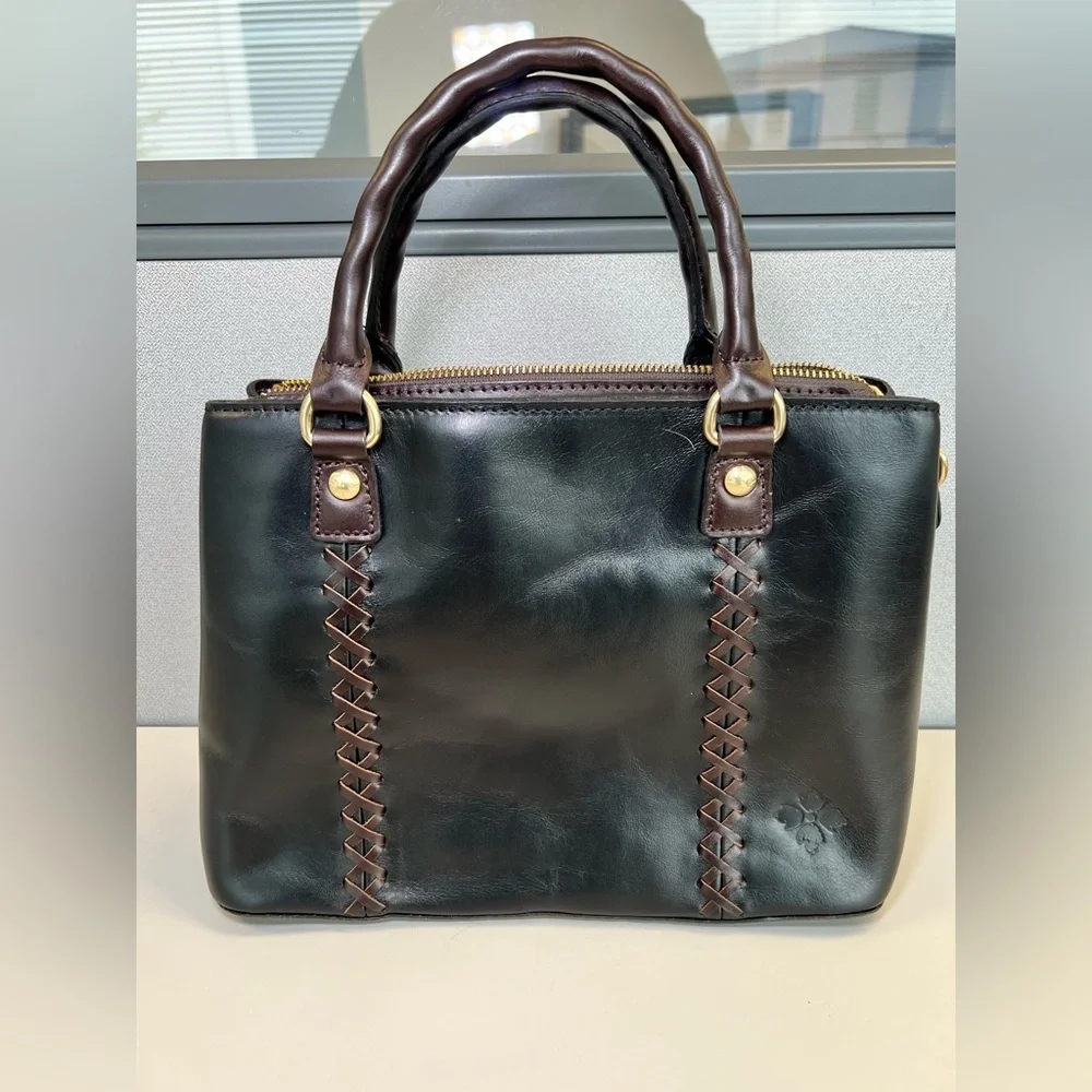 New Patricia Nash Dorothy Leather Satchel Braided Trim and Crossbody Strap